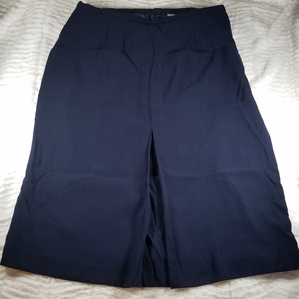 VTG front pleat fully lined navy skirt